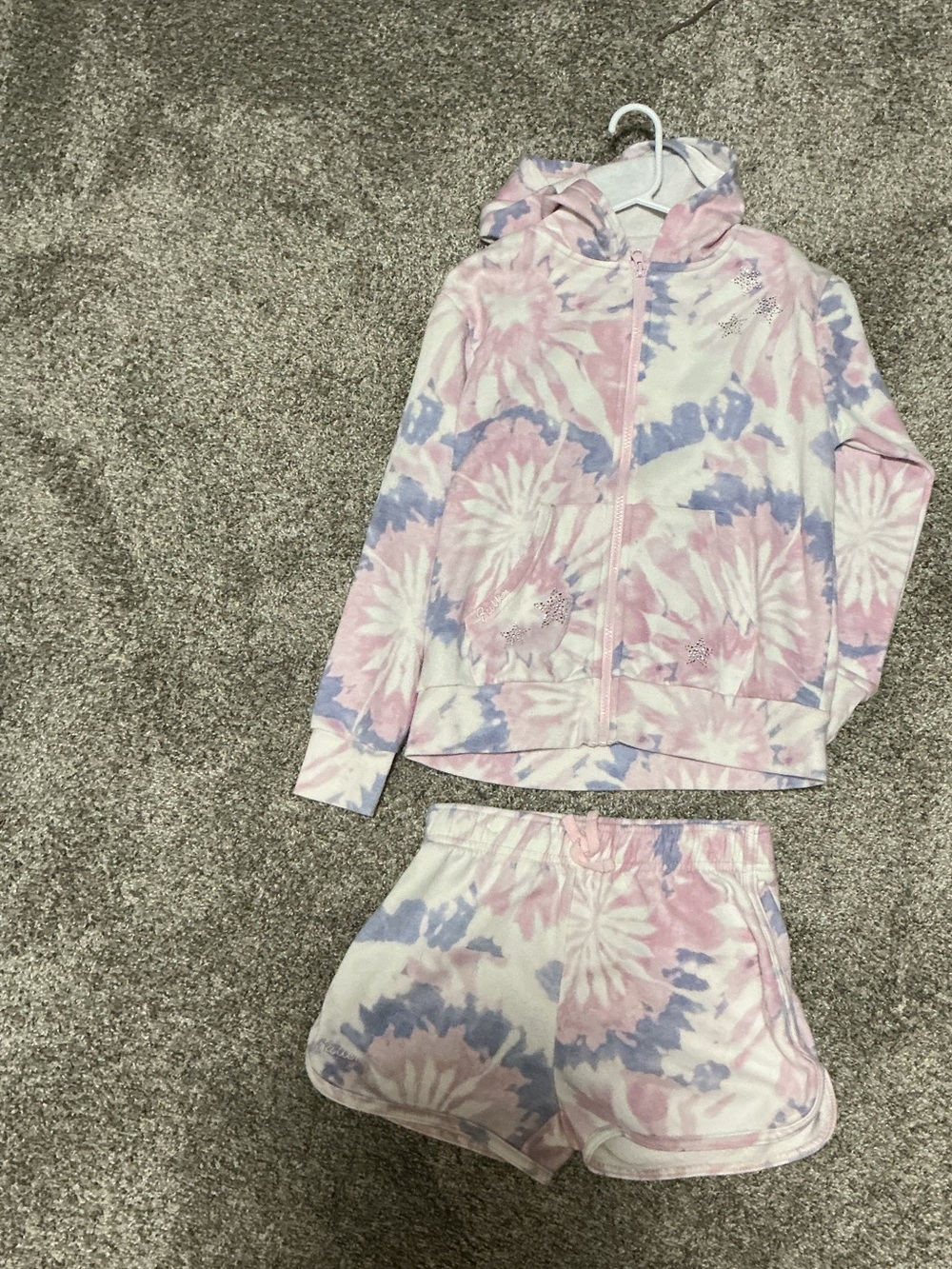 Girls' Pink & Lavender Tie-Dye Hoodie and Short Set - Soft Zip Jacket & Shorts